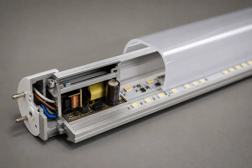 لماذا تختار غلاف أنبوب T12 LED نصفه من الألومنيوم ونصفه من البلاستيك؟